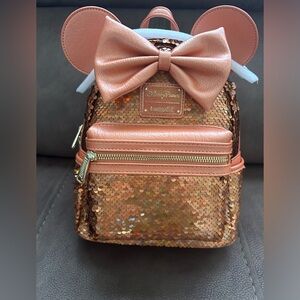 Disneypark Peach sequin  loungefly backpack